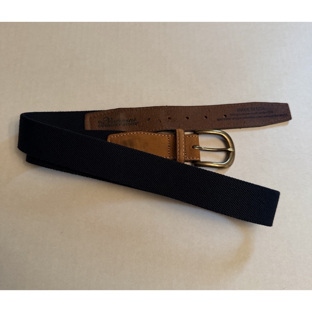 The Vermont Country Store Men's Size 36 Stretch Twill Web Belt Navy Blue USA